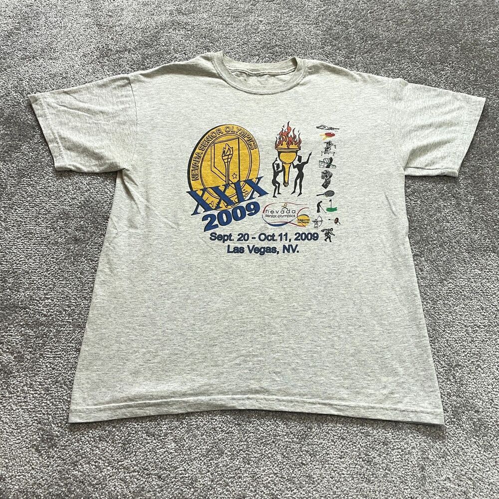 Unbranded shirt Adult Large Light Gray Nevada Senior Olympics 2009 Vintage Top